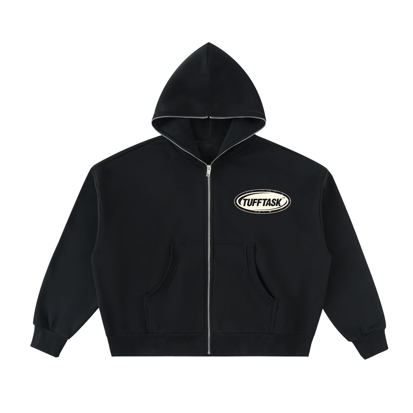 Fleeced Full-Zip Boxy Hoodie